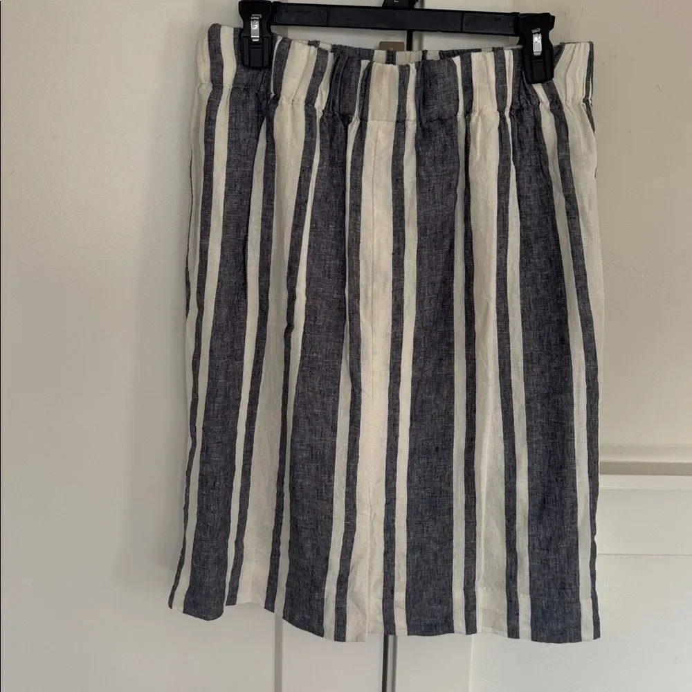 J. Crew Classic Blue and White Striped 100% Linen Skirt Women’s Size Medium Tall